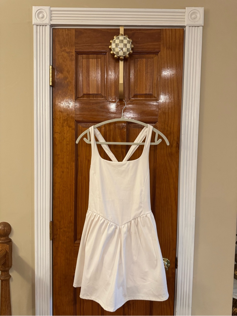 White activewear, tennis dress with built-in shorts, size XL